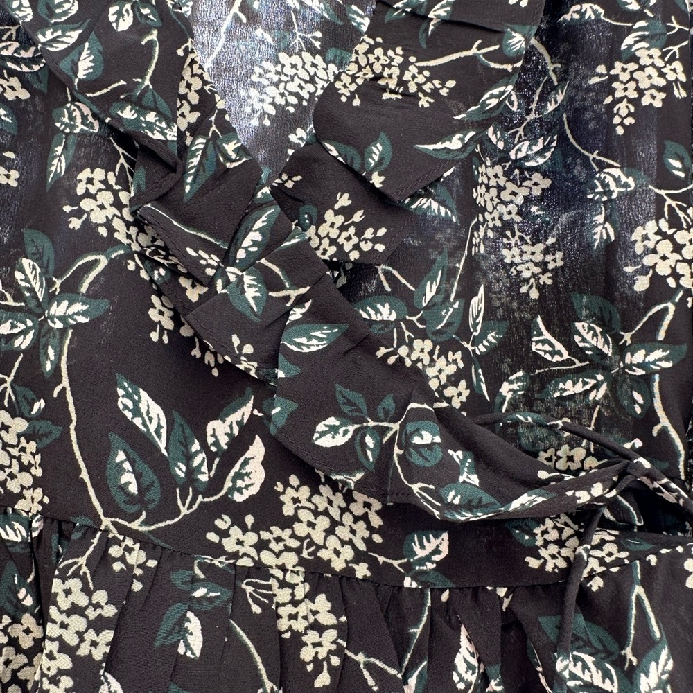 Madewell 100% Silk NWOT Ruffle-Hem Wrap Top in Antique Floral Large - Picture 10 of 16